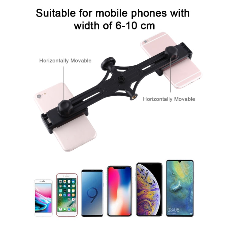 Soporte horizontal para teléfono dual PULUZ Live Broadcast para iPhone, Galaxy, Huawei, Xiaomi, Sony y otros teléfonos inteligentes, Dual Phone Bracket