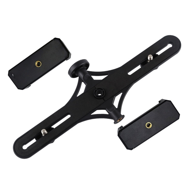 Soporte horizontal para teléfono dual PULUZ Live Broadcast para iPhone, Galaxy, Huawei, Xiaomi, Sony y otros teléfonos inteligentes, Dual Phone Bracket