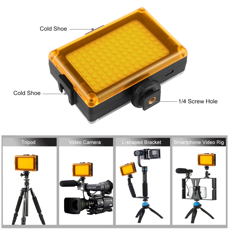 PULUZ Pocket 96 LED 860LM Luz de estudio de fotografía y video profesional Vlogging con filtros magnéticos blancos y naranjas Panel de luz para cámaras Canon, Nikon, DSLR, 96 LED (AE), 104 LED
