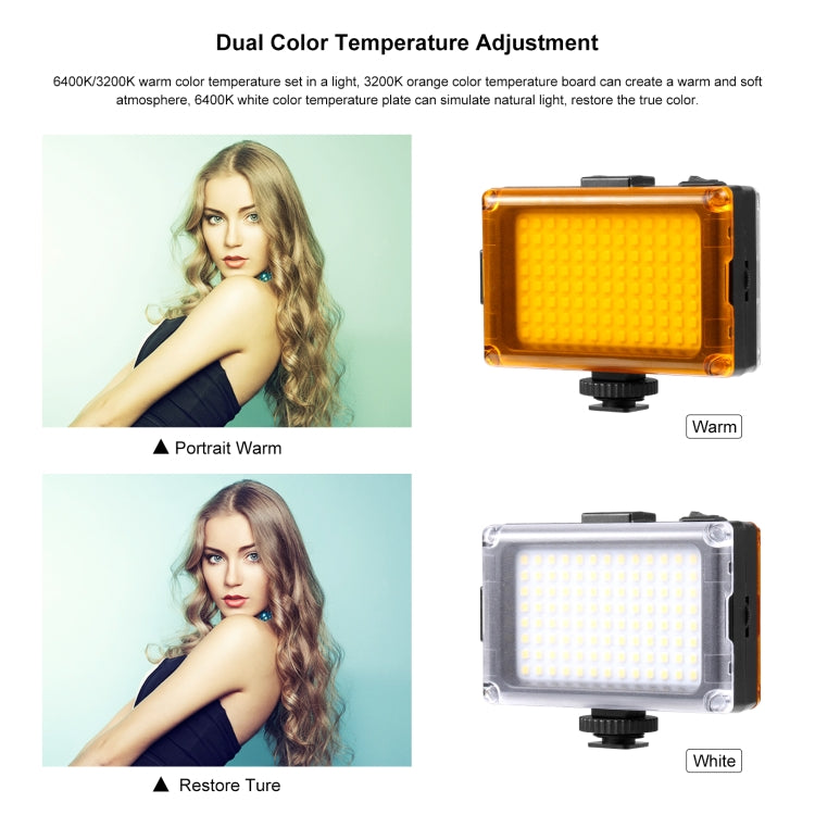 PULUZ Pocket 96 LED 860LM Luz de estudio de fotografía y video profesional Vlogging con filtros magnéticos blancos y naranjas Panel de luz para cámaras Canon, Nikon, DSLR, 96 LED (AE), 104 LED