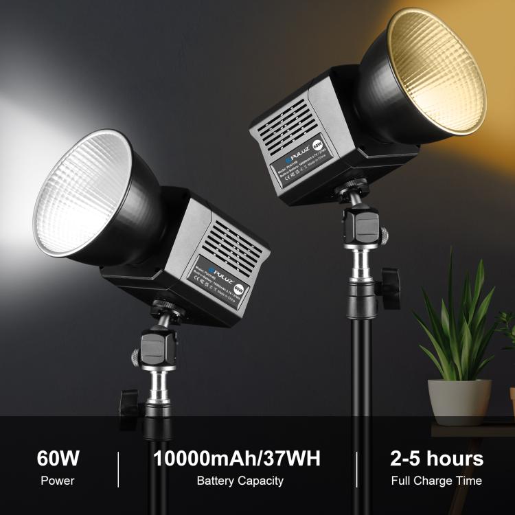 Luz de vídeo de estudio PULUZ 60W 2500K-6500K Luz de relleno de fotografía profesional con temperatura de Color dual, 60W Studio Video Light