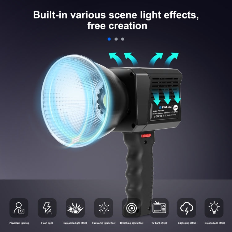 Luz de vídeo de estudio PULUZ 60W 2500K-6500K Luz de relleno de fotografía profesional con temperatura de Color dual, 60W Studio Video Light