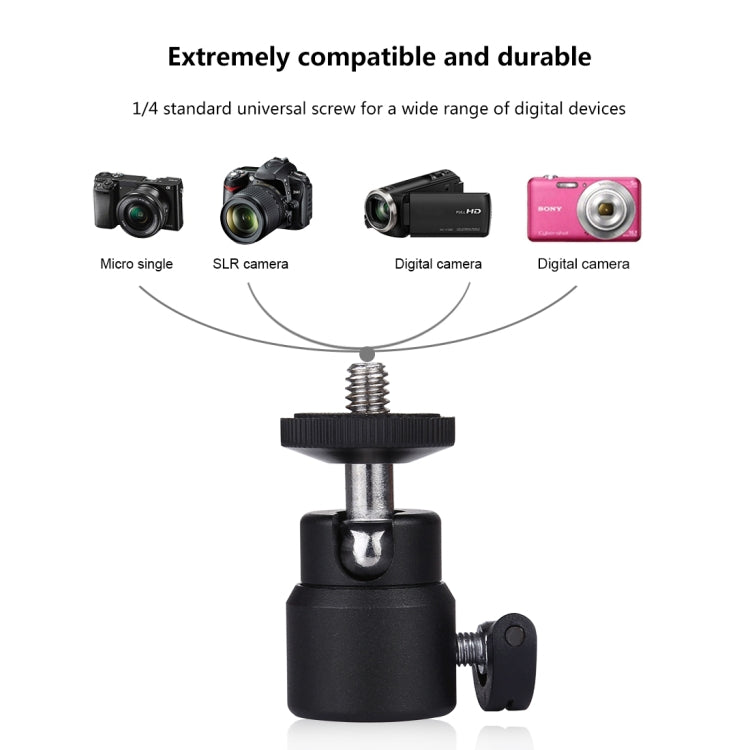 Adaptador de rótula de bola de trípode de metal con tornillo de 1/4 de pulgada PULUZ con bloqueo, Tripod Ball Head