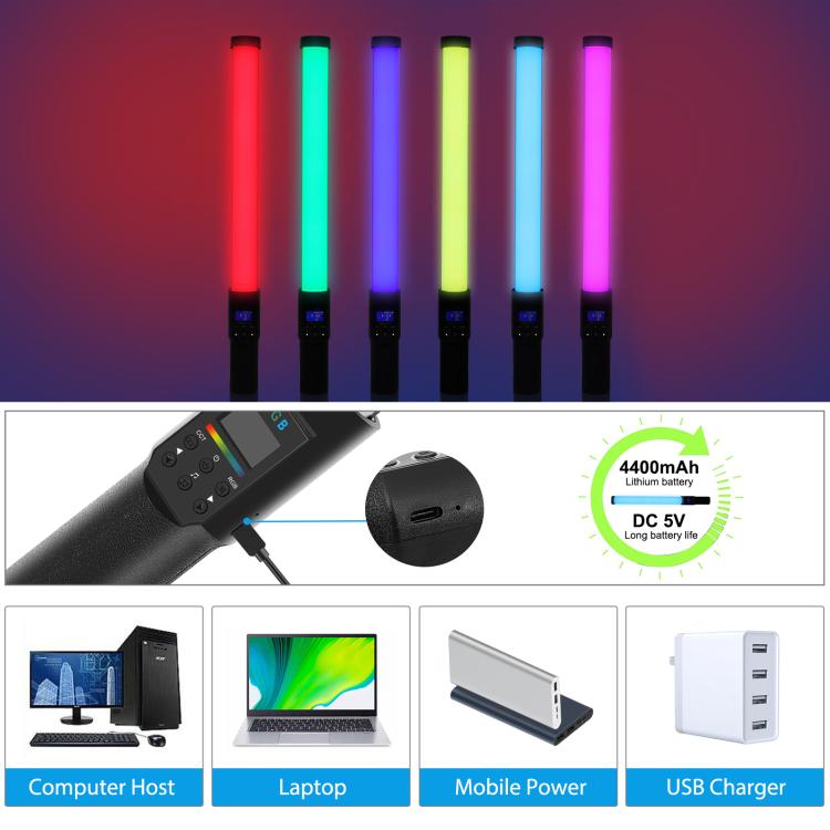 PULUZ 190 LED Foto Luz de mano Stick Luz de relleno RGB a todo color con Barndoor, 190 LEDs RGB Fill Light with Barndoor