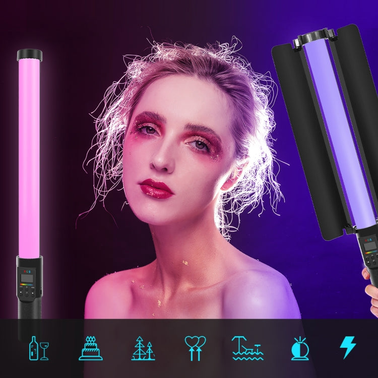 PULUZ 190 LED Foto Luz de mano Stick Luz de relleno RGB a todo color con Barndoor, 190 LEDs RGB Fill Light with Barndoor