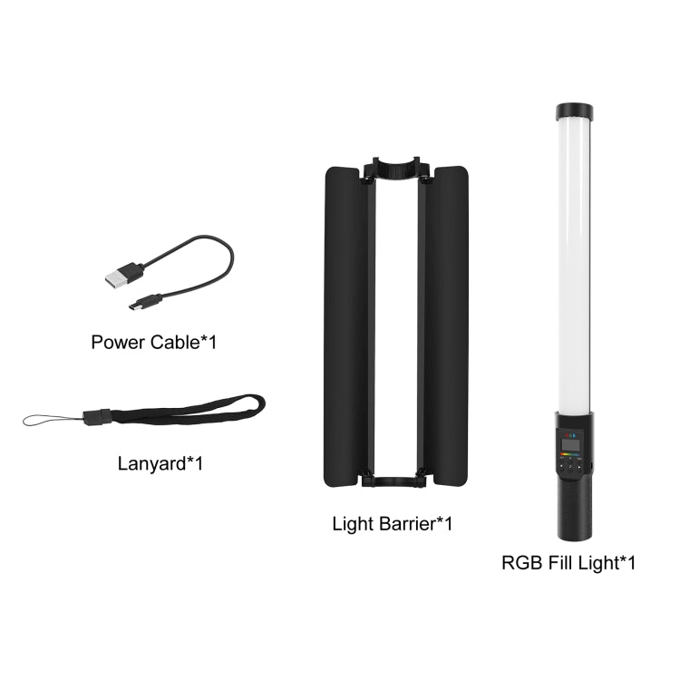 PULUZ 190 LED Foto Luz de mano Stick Luz de relleno RGB a todo color con Barndoor, 190 LEDs RGB Fill Light with Barndoor