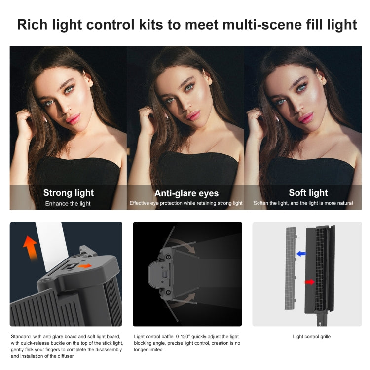 Luz de relleno RGB a todo color con luz de mano para fotografía PULUZ de 72 LED con puerta de granero, 72 LEDs RGB Fill Light