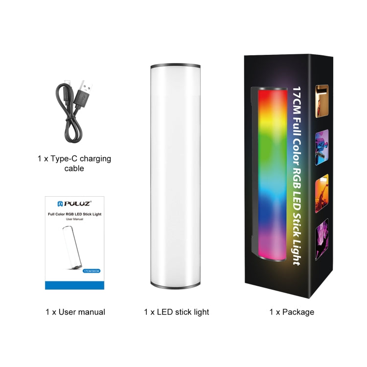 Luz de relleno LED magnética de luz de barra RGB a todo color de mano para fotografía PULUZ de 17cm, 17cm Magnetic LED Fill Light