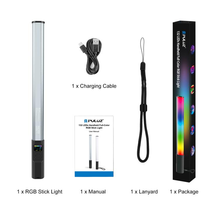 Luz de mano LED PULUZ de 132 LED para fotografía, luz de relleno RGB a todo color., 132 LEDs RGB Fill Light