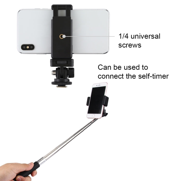 Adaptador de montaje de trípode de zapata fría con rosca de 1/4 de pulgada PULUZ con abrazadera para teléfono, Mount Adapter with Phone Clamp
