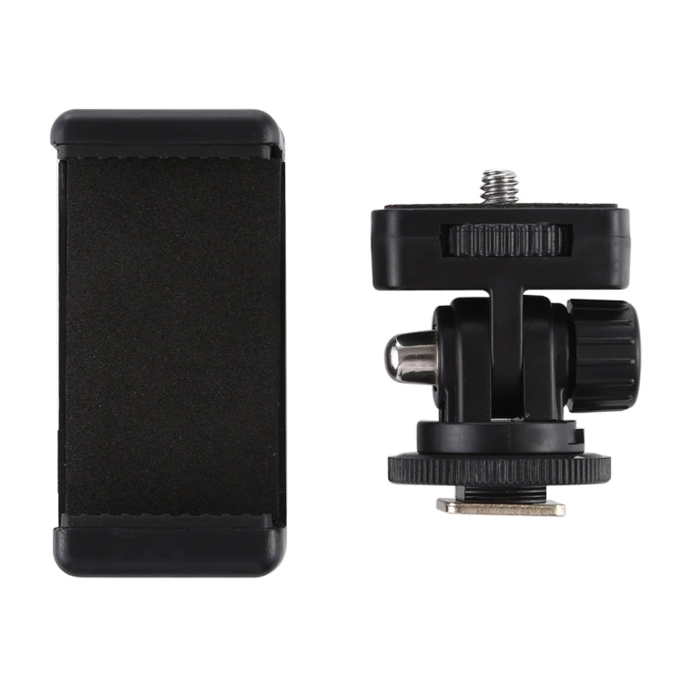Adaptador de montaje de trípode de zapata fría con rosca de 1/4 de pulgada PULUZ con abrazadera para teléfono, Mount Adapter with Phone Clamp