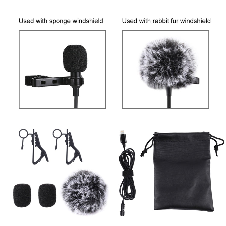 PULUZ Micrófono de grabación de condensador con cable Lavalier, 1,5 m, 8 pines, 1.5m 8 Pin
