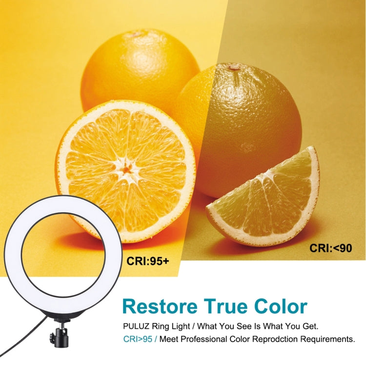 PULUZ 6,2 pulgadas 16cm USB RGBW anillo LED regulable Vlogging fotografía luces de vídeo con zapata fría rótula de bola de trípode y Control remoto, 6.2 inch RGBW / Remote