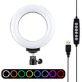 PULUZ 4,7 pulgadas 12 cm Superficie curva USB 10 modos 8 colores RGBW Anillo LED regulable Vlogging Fotografía Luces de vídeo con rótula de bola de trípode, 4.7 inch RGBW