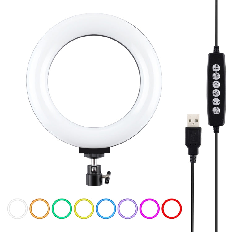 PULUZ 6,2 pulgadas 16cm USB 10 modos 8 colores RGBW anillo LED regulable Vlogging fotografía luces de vídeo con rótula de bola de trípode, 6.2 inch RGBW
