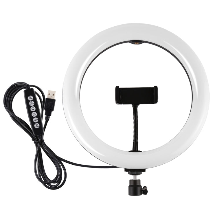 PULUZ 10.2 pulgadas 26 cm USB 10 modos 8 colores RGBW Anillo LED regulable Vlogging Fotografía Luces de video con zapata fría Cabeza de bola de trípode y abrazadera para teléfono, 10.2 inch RGBW