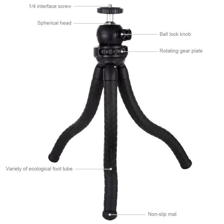 PULUZ Mini Octopus Soporte para trípode flexible con rótula para cámaras SLR, GoPro, teléfono móvil, tamaño: 30 cm x 5 cm, 30cm Tripod