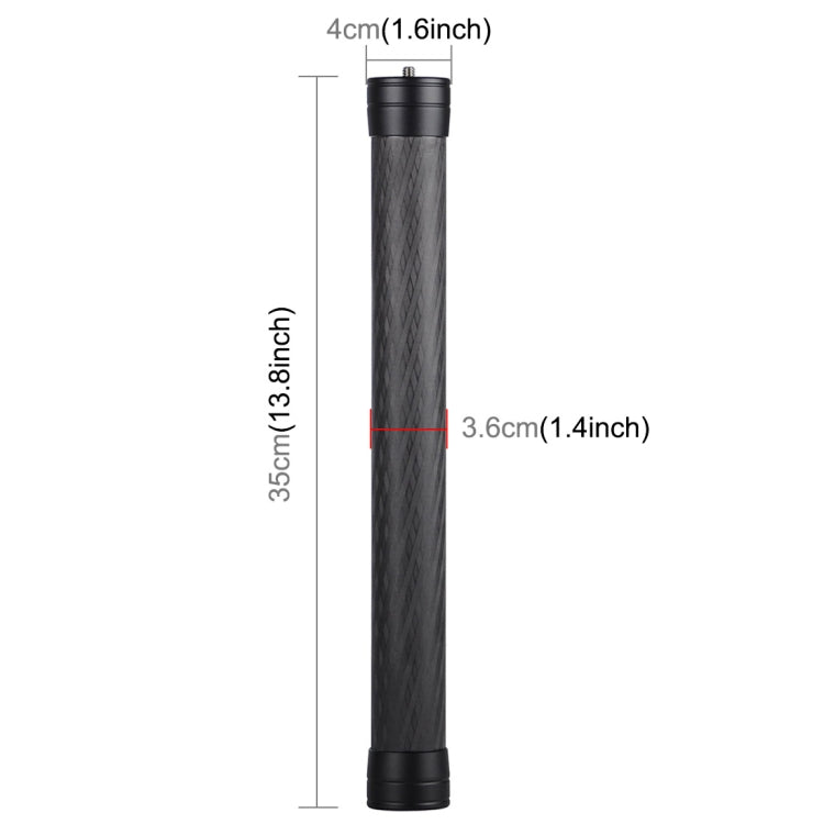 Palo extensible de varilla monopié de extensión de fibra de carbono PULUZ para DJI / MOZA / Feiyu V2 / Zhiyun G5 / SPG Gimbal, longitud: 35 cm, 35cm