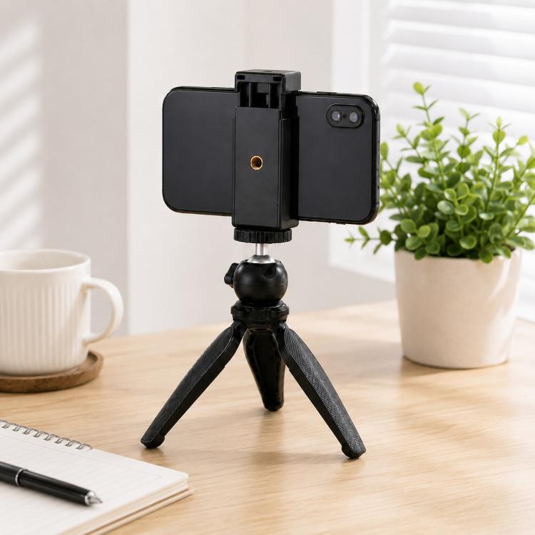 Abrazadera para teléfono con soporte para trípode PULUZ Selfie Sticks con orificios para tornillos de 1/4 de pulgada y base de zapata fría, Clamp Pink, Clamp Black
