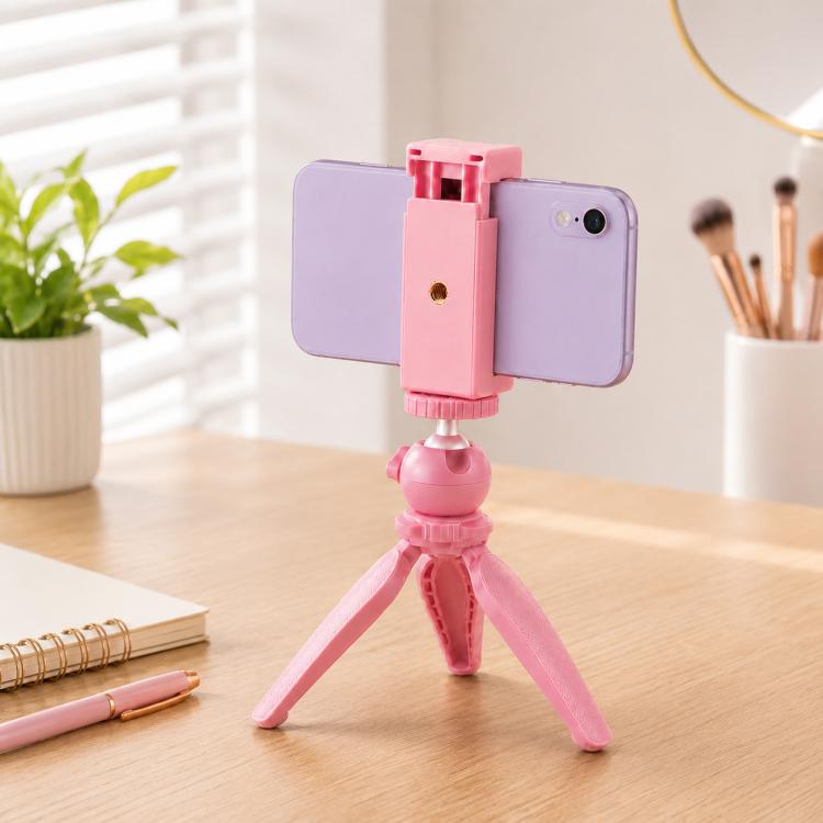 Abrazadera para teléfono con soporte para trípode PULUZ Selfie Sticks con orificios para tornillos de 1/4 de pulgada y base de zapata fría, Clamp Pink, Clamp Black