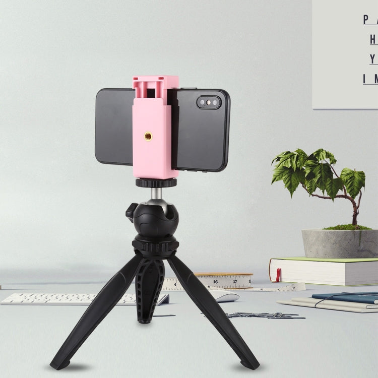 Abrazadera para teléfono con soporte para trípode PULUZ Selfie Sticks con orificios para tornillos de 1/4 de pulgada y base de zapata fría, Clamp Pink, Clamp Black