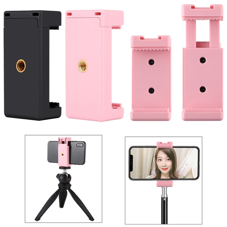 Abrazadera para teléfono con soporte para trípode PULUZ Selfie Sticks con orificios para tornillos de 1/4 de pulgada y base de zapata fría, Clamp Pink, Clamp Black