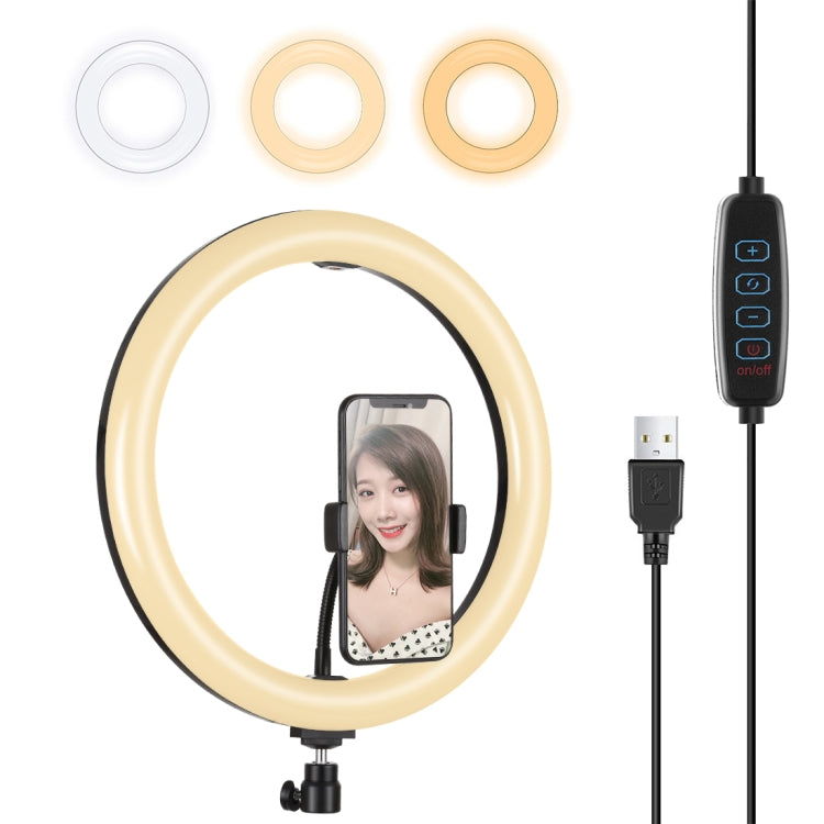 PULUZ 11.8 pulgadas 30 cm USB 3 modos Regulable Temperatura de color dual LED Anillo de luz difusa curva Vlogging Selfie Fotografía Luces de video con abrazadera para teléfono, 11.8 inch