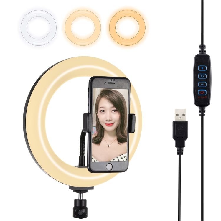 PULUZ 7.9 pulgadas 20 cm USB 3 modos Regulable Temperatura de color dual LED Anillo de luz curvado Vlogging Selfie Fotografía Luces de video con abrazadera para teléfono, 7.9 inch