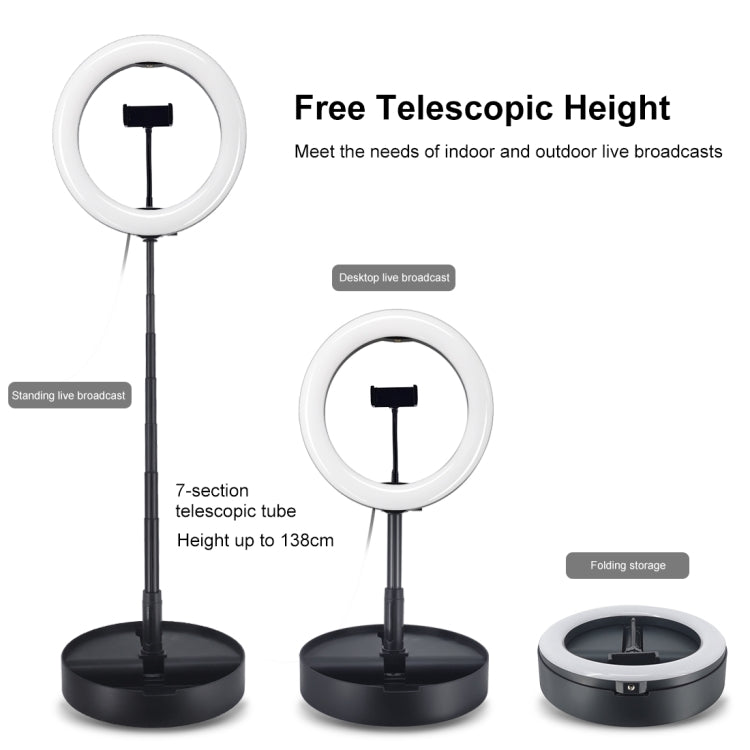 PULUZ 10.2 pulgadas 26 cm USB 3 modos Regulable Temperatura de doble color LED Anillo curvo Vlogging Selfie Fotografía Luces de video con obturador remoto Bluetooth y soporte de escritorio plegable y abrazadera para teléfono