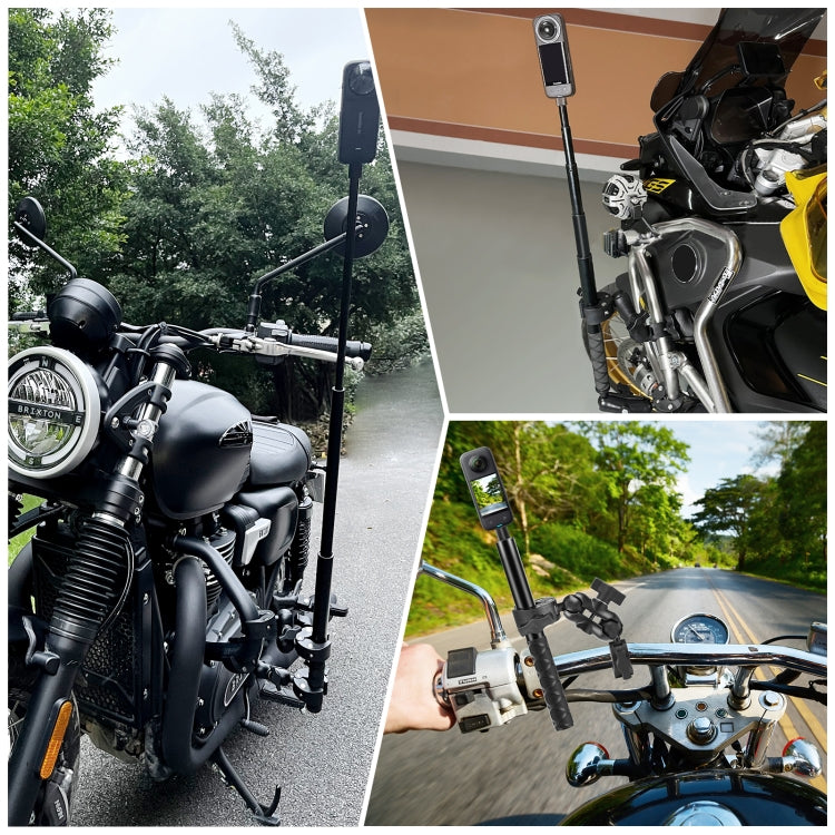 PULUZ motocicleta doble cabezal cangrejos abrazaderas manillar montaje fijo 150cm Selfie Stick, Double Dual-heads Crabs