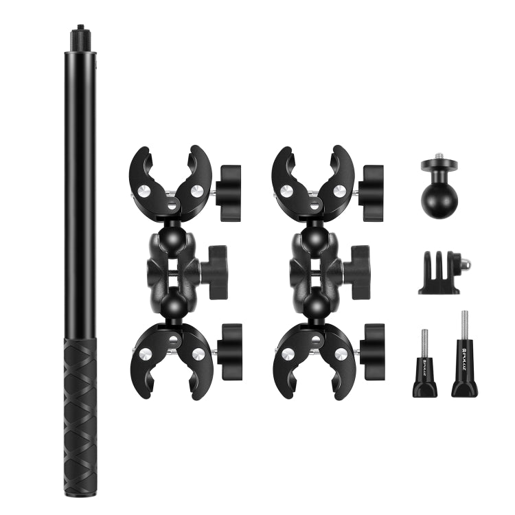 PULUZ motocicleta doble cabezal cangrejos abrazaderas manillar montaje fijo 150cm Selfie Stick, Double Dual-heads Crabs