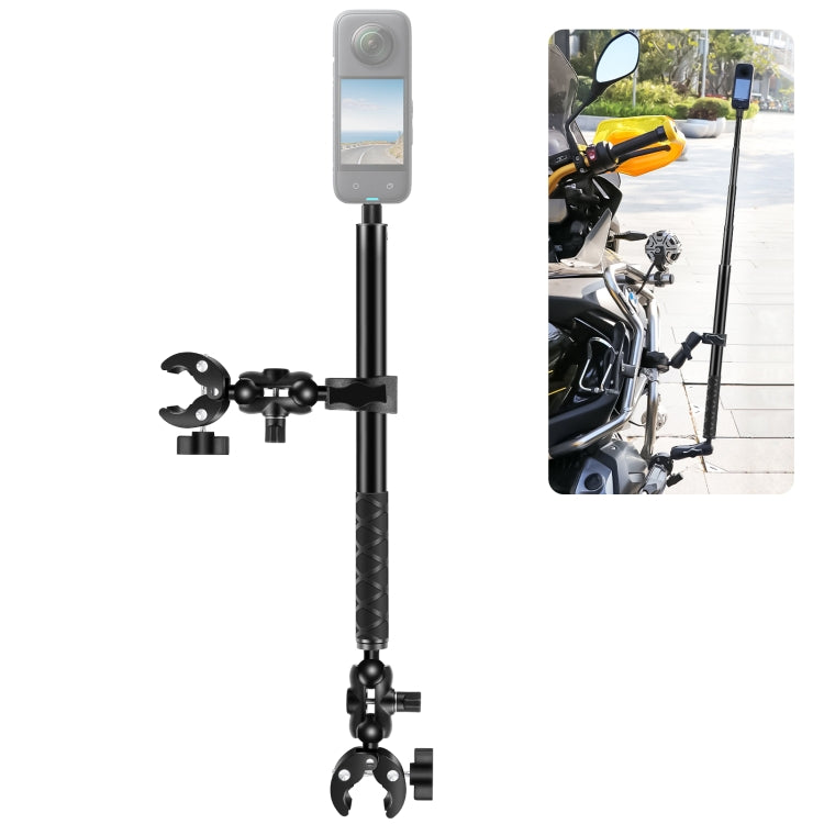 PULUZ-abrazaderas de cangrejo y cabezales dobles para motocicleta, soporte fijo para manillar, palo Selfie de 150cm, Dual-heads Crab & Single Heads Clamps