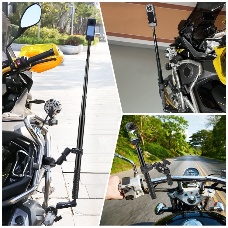 PULUZ-abrazaderas de cangrejo y cabezales dobles para motocicleta, soporte fijo para manillar, palo Selfie de 150cm, Dual-heads Crab & Single Heads Clamps