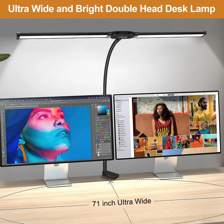 Lámpara de escritorio con clip y luz LED de relleno con tubo de cuello de cisne PULUZ de doble cabezal