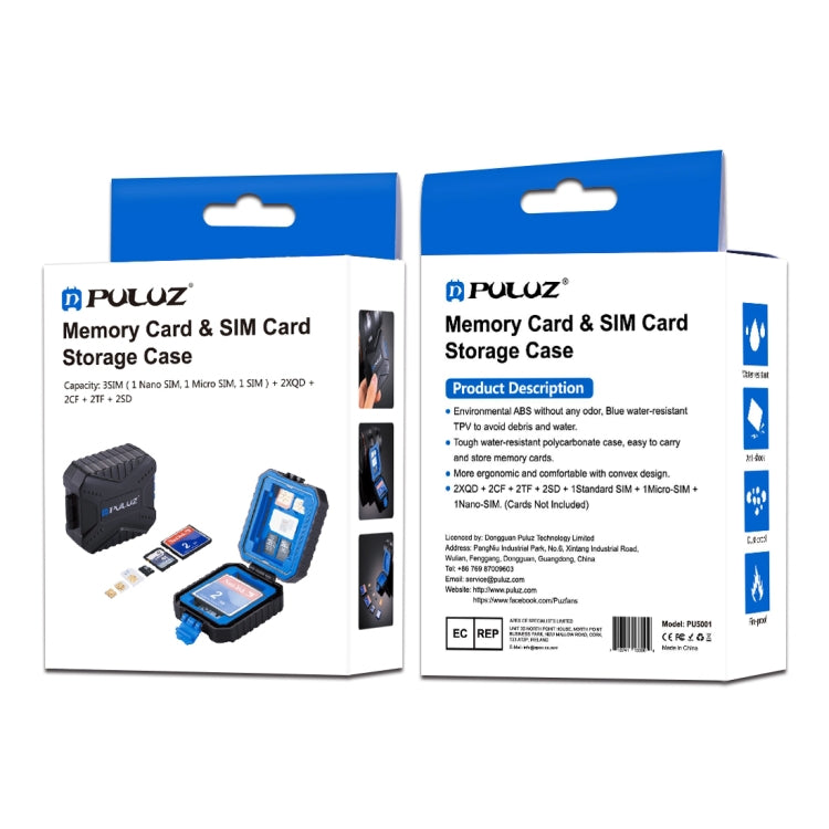 Estuche para tarjeta de memoria PULUZ 11 en 1 para tarjeta 3SIM + 2XQD + 2CF + 2TF + 2SD, 11 in 1