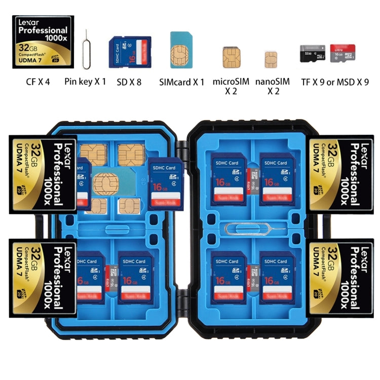 Estuche para tarjetas de memoria PULUZ 27 en 1 para 4CF + 8SD + 9TF + 1PIN de tarjeta + 1SIM estándar + 2Micro-SIM + 2Nano-SIM, 27 in 1, 27 in 1 (US), 27 in 1(AE)
