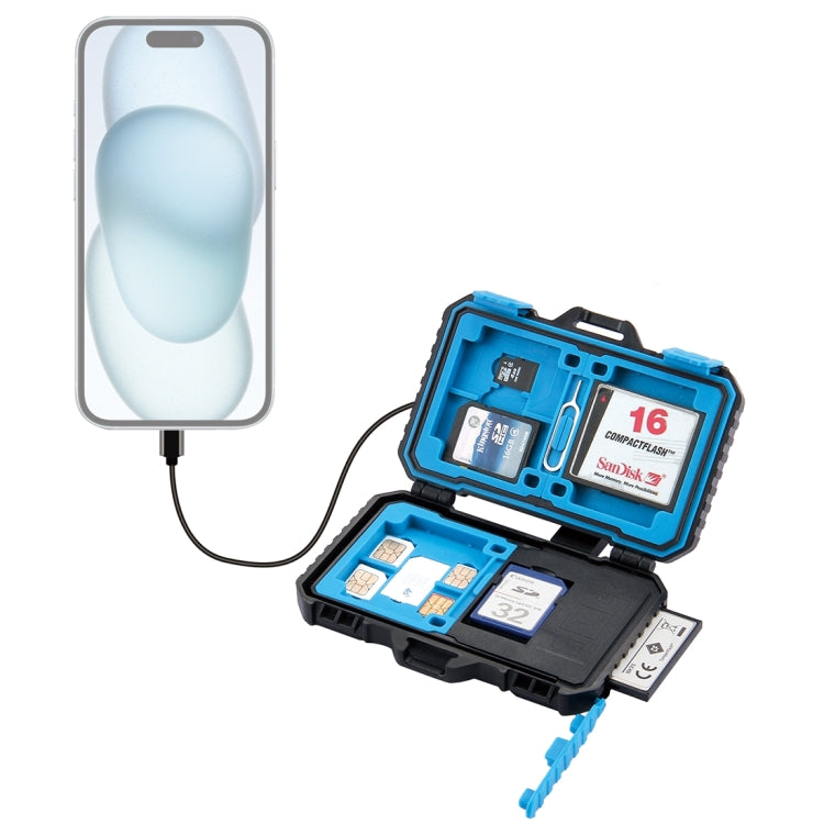 Lector de tarjetas PULUZ + Estuche para tarjetas de memoria 22 en 1 para 1 SIM estándar + 2 Micro-SIM + 2 Nano-SIM + 3CF + 7SD + 6TF + 1PIN DE TARJETA, 22 in 1 + Card Reader(US), 22 in 1 + Card Reader(AE), 22 in 1 + Card Reader