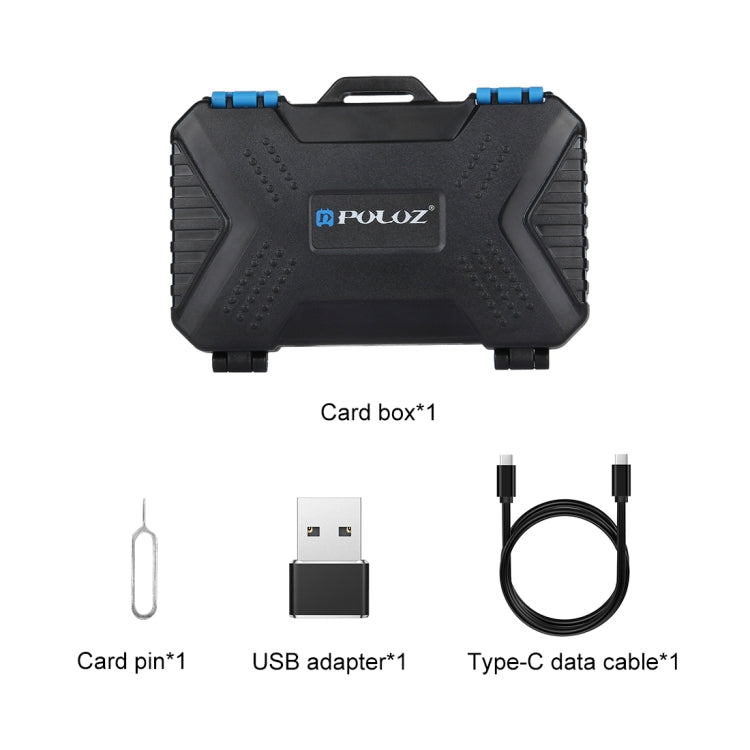 Lector de tarjetas PULUZ + Estuche para tarjetas de memoria 22 en 1 para 1 SIM estándar + 2 Micro-SIM + 2 Nano-SIM + 3CF + 7SD + 6TF + 1PIN DE TARJETA, 22 in 1 + Card Reader(US), 22 in 1 + Card Reader(AE), 22 in 1 + Card Reader
