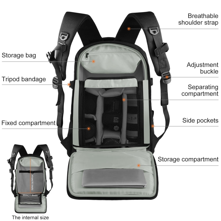 PULUZ Mochila portátil para exteriores, impermeable, a prueba de arañazos, con hombros dobles, bolsa para cámara con estabilizador PTZ de mano y cubierta para lluvia para cámara digital, DJI Ronin-SC / Ronin-S, Camera Bag(Black RU), Camera Bag(Black)