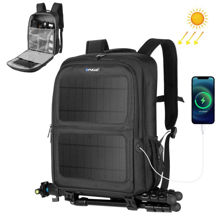 PULUZ Solar Power Cámara portátil al aire libre Hombros duales Mochila Bolsa para computadora portátil, Solar Shoulders Backpack
