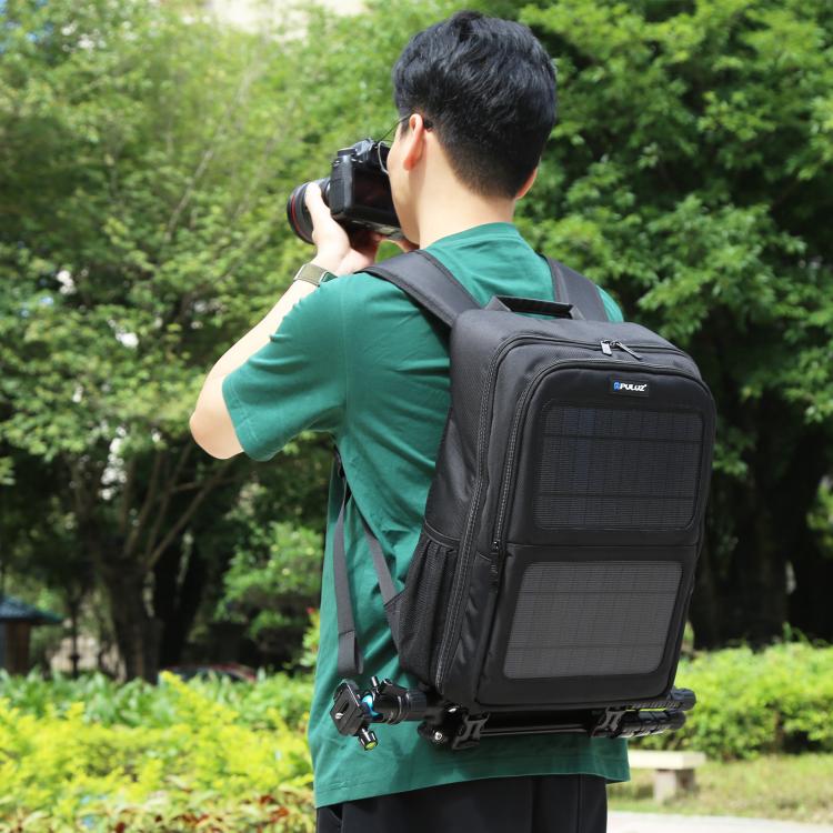 PULUZ Solar Power Cámara portátil al aire libre Hombros duales Mochila Bolsa para computadora portátil, Solar Shoulders Backpack