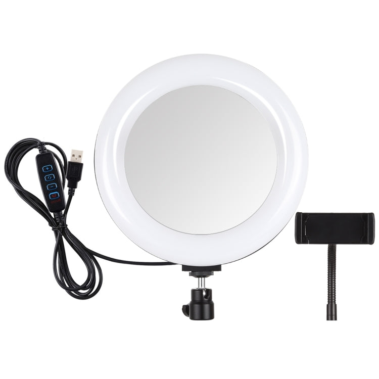 PULUZ 7.9 pulgadas 20 cm USB 3 modos Regulable Temperatura de color dual LED Anillo de luz curvado Vlogging Selfie Fotografía Luces de video con espejo, 7.9 inch with mirror