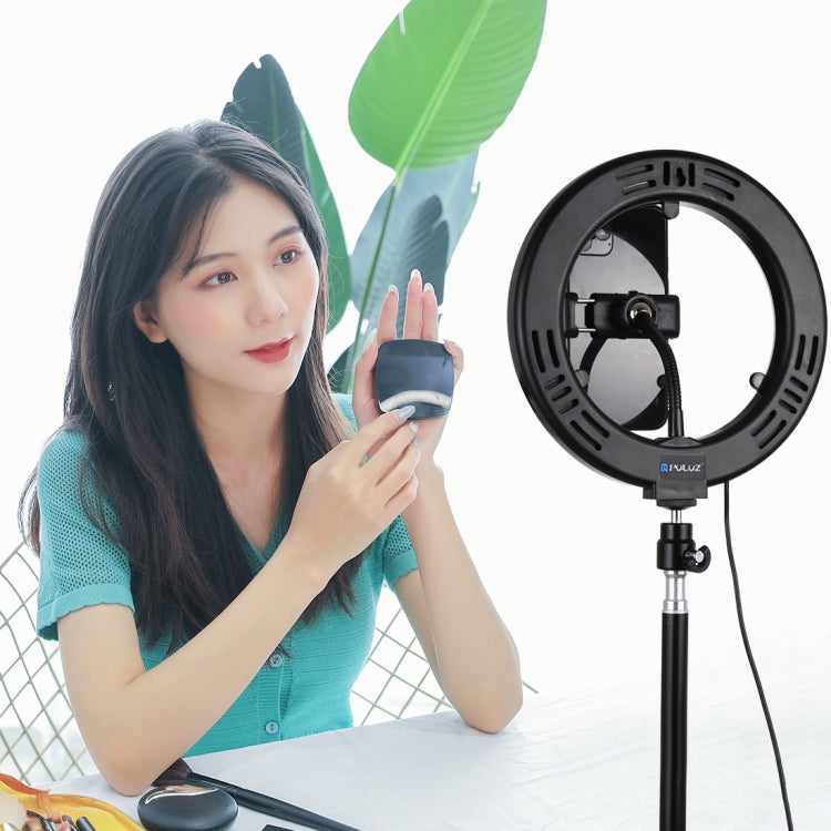 PULUZ 7.9 pulgadas 20 cm USB 3 modos Regulable Temperatura de color dual LED Anillo de luz curvado Vlogging Selfie Fotografía Luces de video con espejo, 7.9 inch with mirror