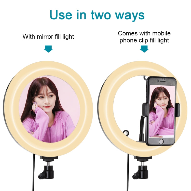 PULUZ 7.9 pulgadas 20 cm USB 3 modos Regulable Temperatura de color dual LED Anillo de luz curvado Vlogging Selfie Fotografía Luces de video con espejo, 7.9 inch with mirror