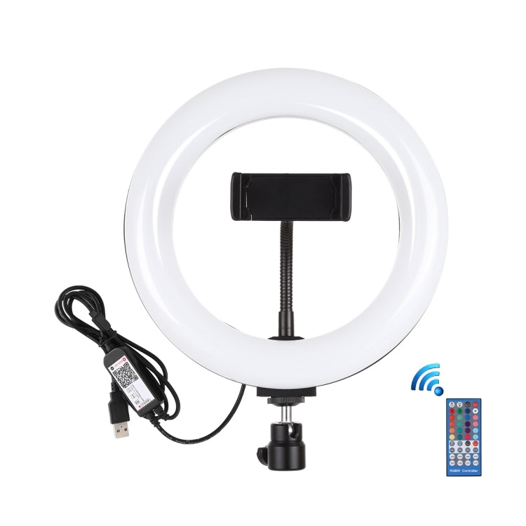 PULUZ 7.9 pulgadas 20 cm USB RGB Regulable LED Temperatura de doble color LED Anillo de luz curvado Vlogging Selfie Fotografía Luces de video con abrazadera para teléfono, 7.9 inch RGBW