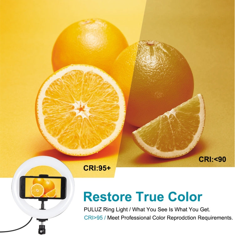 PULUZ 7.9 pulgadas 20 cm USB RGB Regulable LED Temperatura de doble color LED Anillo de luz curvado Vlogging Selfie Fotografía Luces de video con abrazadera para teléfono, 7.9 inch RGBW