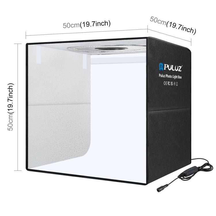 PULUZ Anillo de luz portátil plegable de 50 cm PD30W Carga rápida USB Iluminación fotográfica Estudio de fotografía Caja de tienda con 6 fondos de doble cara, Tamaño: 50 cm x 50 cm x 50 cm
