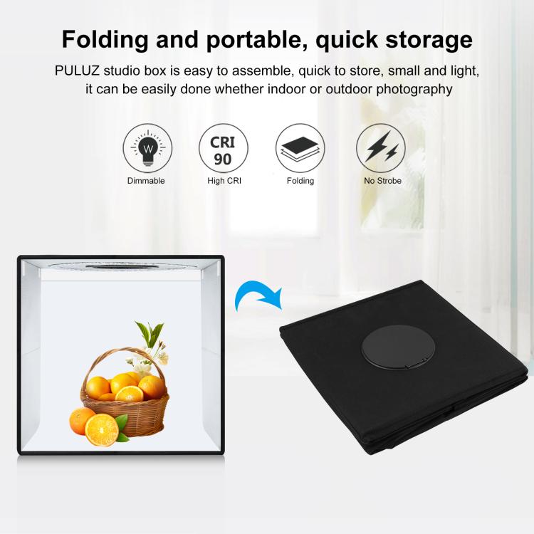 PULUZ Anillo de luz portátil plegable de 50 cm PD30W Carga rápida USB Iluminación fotográfica Estudio de fotografía Caja de tienda con 6 fondos de doble cara, Tamaño: 50 cm x 50 cm x 50 cm