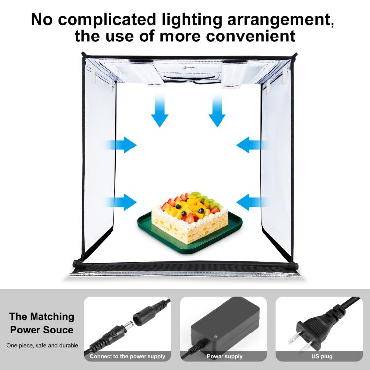 PULUZ Caja de luz para estudio fotográfico portátil 60 x 60 x 60 cm Carpa de luz LED 5500K Luz blanca regulable Mini 36W Kit de carpa para estudio de fotografía con 6 fondos extraíbles (Negro Naranja Blanco Verde Azul Rojo), 60cm Box(US), 60cm Box(UK) ...
