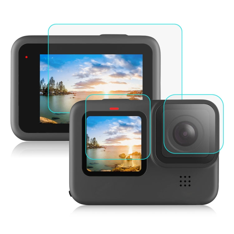 PULUZ para GoPro Hero12 Negro / 11 Negro / 10 Negro / 9 Lente Negro + Pantalla LCD Película de vidrio templado 9H 2.5D, For GoPro HERO9 Black